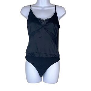 PAIGE Black Lace Trim Bodysuit